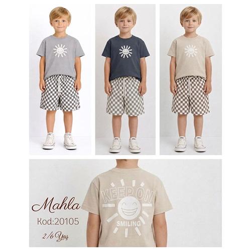 Mahla 20105 Erkek Çocuk Penye Keep On Baskılı Şortlu Takım 2-6 Yaş
