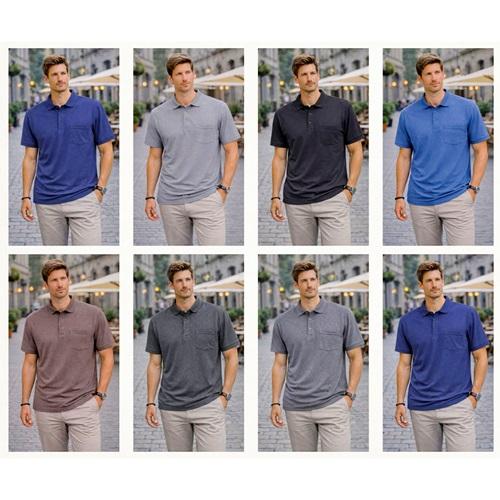 Emin 182 Erkek Waffle Renkli Dik Yaka Tişört M-2XL