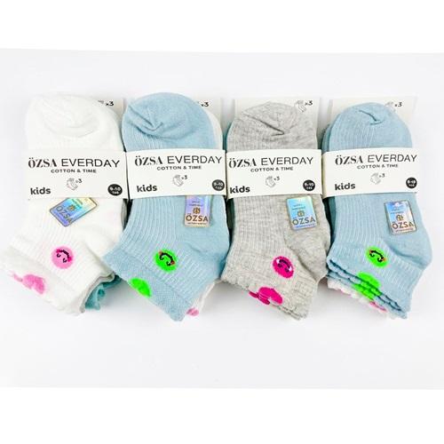 Özsa Everday 9994 Kız Çocuk Oysho 3 Lü Kuşaklı Desenli Patik Çorap