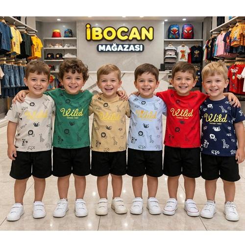 İbocan Erkek Çocuk Penye Baskılı Şortlu Takım 3-7 Yaş