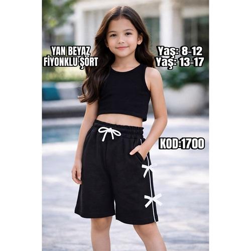 Yılmazcan ÇŞ1700-1 Kız Çocuk Oysho Biyeli Orta Kurdelalı Şort 8-12 Yaş