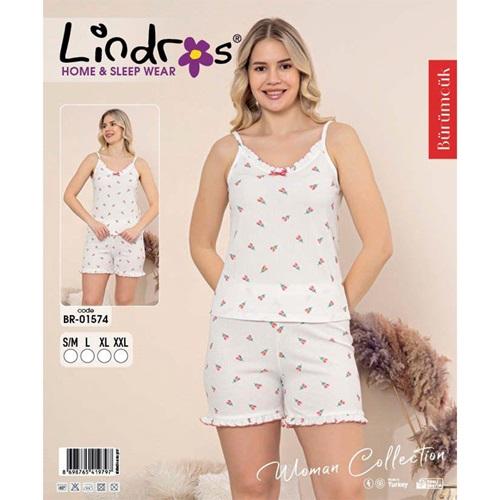Lindros BR-01574 Bayan Bürümcük Dantelli İp Askılı Şortlu Takımı S-2XL