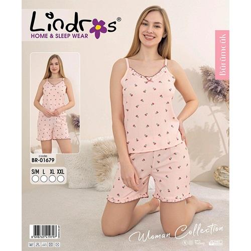 Lindros BR-01679 Bayan Bürümcük Dantelli İp Askılı Şortlu Takımı S-2XL