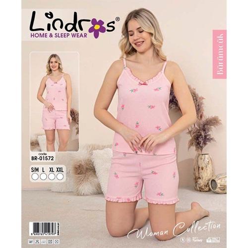 Lindros BR-01572 Bayan Bürümcük Dantelli İp Askılı Şortlu Takımı S-2XL