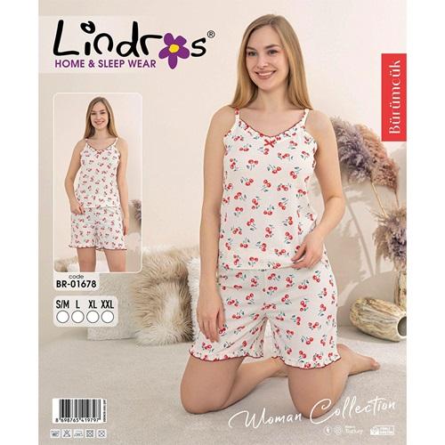Lindros BR-01678 Bayan Bürümcük Dantelli İp Askılı Şortlu Takımı S-2XL