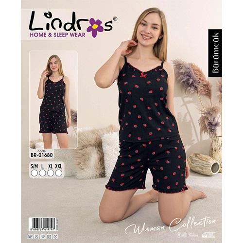 Lindros BR-01680 Bayan Bürümcük Dantelli İp Askılı Şortlu Takımı S-2XL
