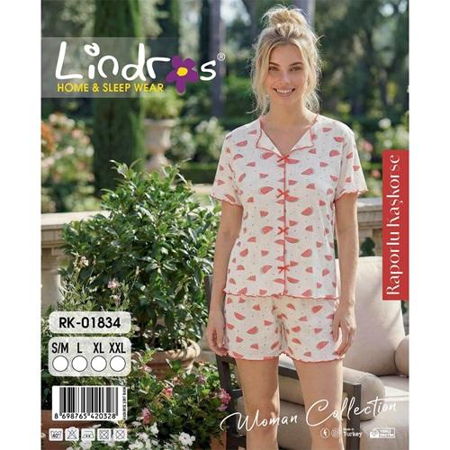 Lindros RK-01834 Bayan Raporlu Kaşkorse Desenli Şortlu Takımı S-2XL