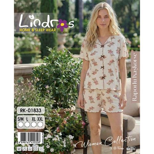 Lindros RK-01833 Bayan Raporlu Kaşkorse Desenli Şortlu Takımı S-2XL