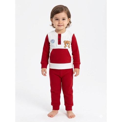 Mini Club 492 Erkek Bebe 3 Düğmeli Raporlu İnterlok Nakışlı Takım 6-24 Ay