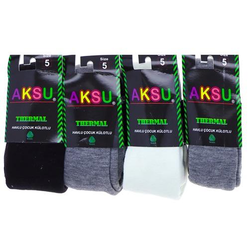 Aksu Çocuk Düz Termal Yün Külotlu Çorap