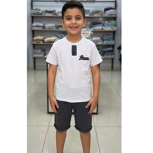 Damlanur Erkek Çocuk Yakalı 2 Düğmeli Şortlu Takım 4-10 Yaş
