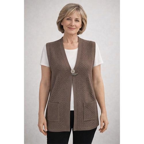 Jasmin Kılıçbey Bayan Triko Petekli Ve Linsli Seri Yelek M-XL