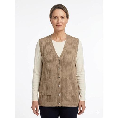 Çığ 1001 Bayan Triko Modelli Düğmeli Yazlık Yelek M-2XL