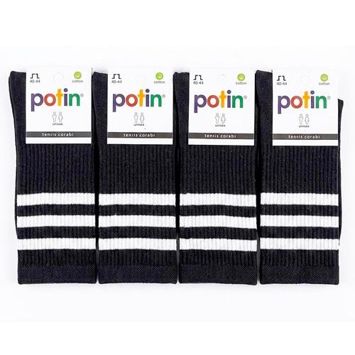 Potin 8808 Erkek Cotton Likralı Tenis Unisex Kolej Çorap