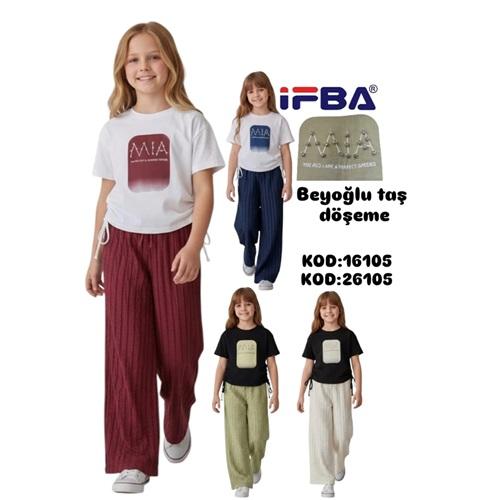 İfba Kids 26105 Kız Çocuk Penye Beyoğlu Mia Nakışlı Takım 10-14 Yaş