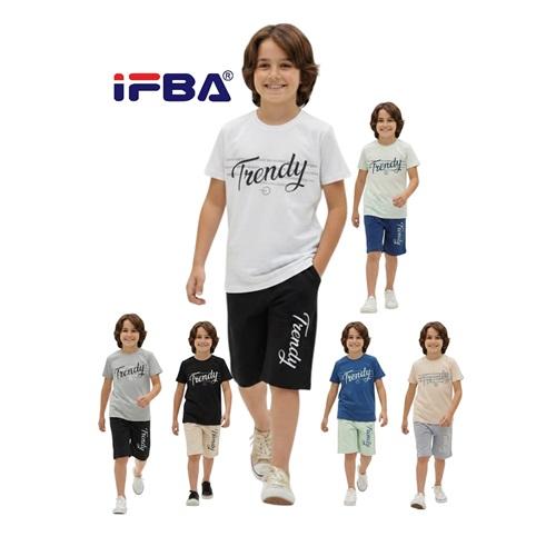 İfba Kids 26095 Erkek Çocuk Penye Trendy Baskılı Şortlu Takım 8-12 Yaş