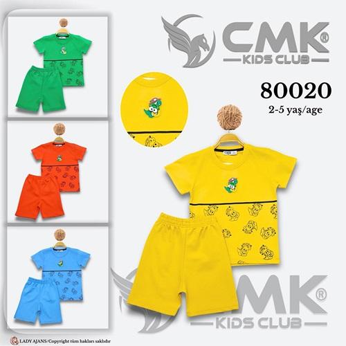 CMK KIDS 80020 Erkek Çocuk Penye Dinozor Enjeksiyon Şortlu Takım 2-5 Yaş