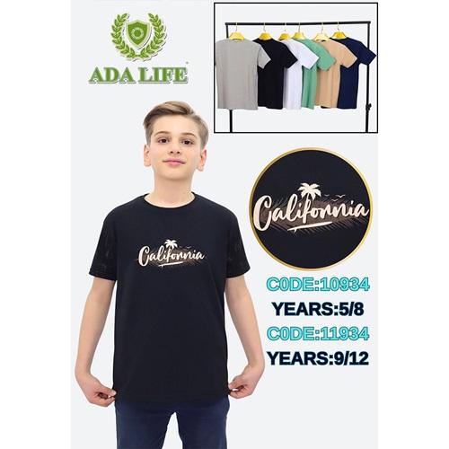 Ada Life 10934 Erkek Çocuk Penye California Ön Ve Kollar Baskılı Tişört 5-8 Yaş