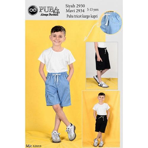 Puba 2930 Erkek Çocuk Trıcot Kargo Cepli Kapri 4-12 Yaş