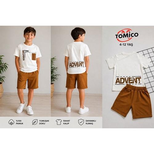Tomıca 8013 Erkek Çocuk Penye Adventure Baskılı Şortlu Takım 4-12 Yaş