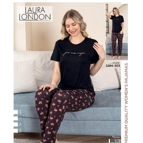 Laura London Srm 303 Bayan Ring Viskon Baskılı Kısa Kollu Pijama Takımı S-2XL