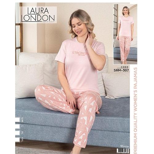 Laura London Srm 307 Bayan Ring Viskon Baskılı Kısa Kollu Pijama Takımı S-2XL