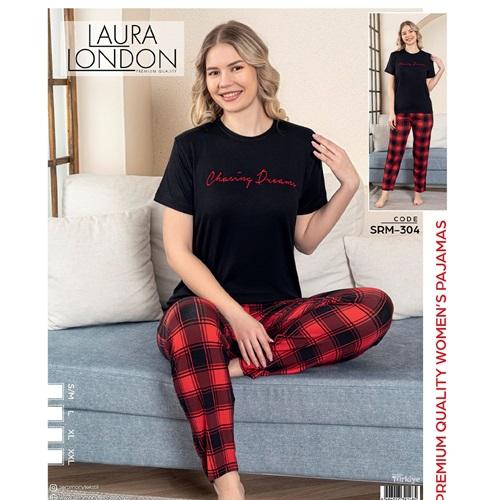 Laura London Srm 304 Bayan Ring Viskon Baskılı Kısa Kollu Pijama Takımı S-2XL