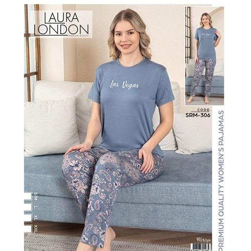 Laura London Srm 306 Bayan Ring Viskon Baskılı Kısa Kollu Pijama Takımı S-2XL