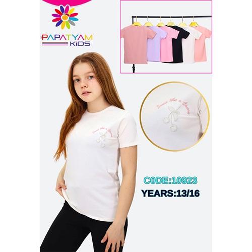 Papatyam Kids 10923 Kız Çocuk Penye Kıraz Boncuk Nakışlı Tişört 13-16 Yaş
