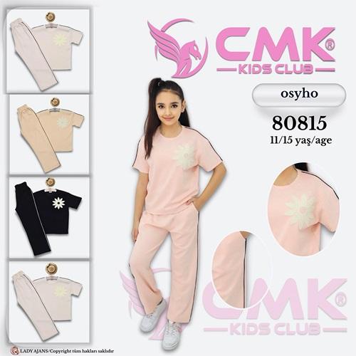 CMK KIDS 80815 Kız Çocuk Papatya Nakışlı Kil Şeritli Takım 11-15 Yaş