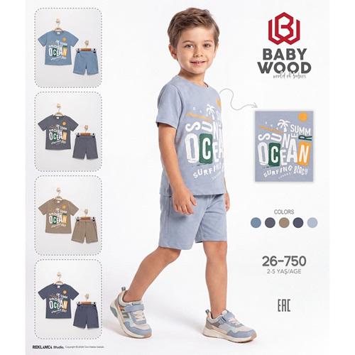 Babywood BW-26-750 Erkek Çocuk Penye Ocean Baskılı Şortlu Takım 2-5 Yaş