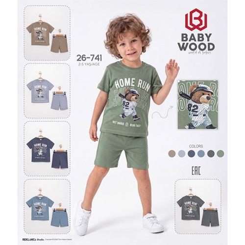 Babywood BW-26-741 Erkek Çocuk Penye Sevimli Ayı Baskılı Şortlu Takım 2-5 Yaş