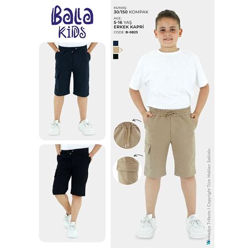 Bala Kids 0823 Erkek Çocuk Kompak Penye Tek Taraf Komando Ceplı Kaprı 5-8 Yaş