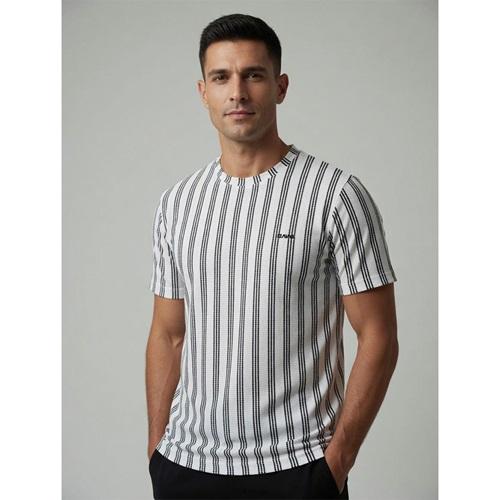 Strongx S-0111 Erkek 3 Çizgili Petek Sıfır Yaka Kısa Kollu Tişort S-2XL