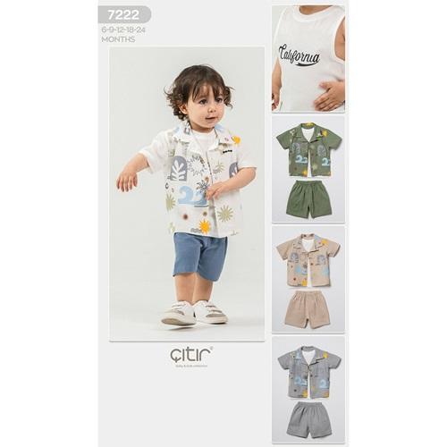 Çıtır Kids 07222 Erkek Bebe Müslin Baslkılı 3 Lü Takım 6-24 Ay
