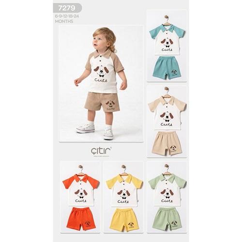 Çıtır Kids 07279 Erkek Bebe Cute Waffle Yakalı Takım 6-24 Ay
