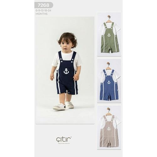 Çıtır Kids 07268 Erkek Bebe Denizci Nakışlı Slopet Takım 6-24 Ay