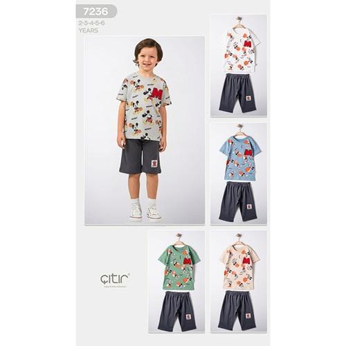 Kids Wear 07236 Erkek Çocuk Penye Etiketsiz Mickey Süzene Aksesuarlı Takım 2-6 Yaş