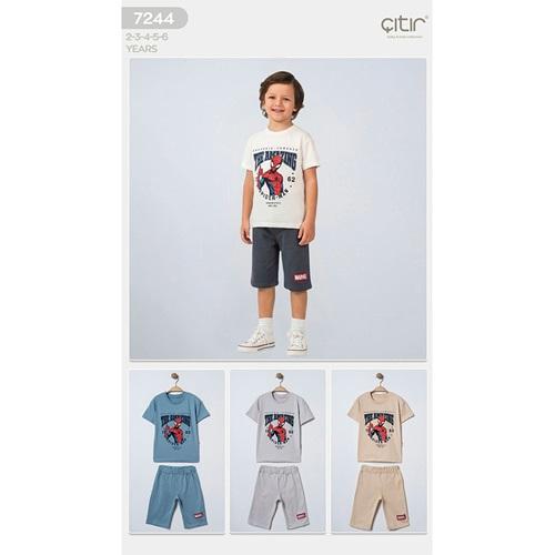 Kids Wear 07244 Erkek Çocuk Penye Etiketsiz Spiderman Baskılı Takım 2-6 Yaş