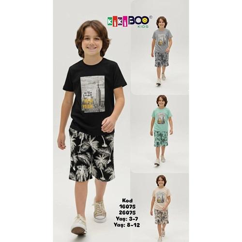 Kikiboo Kids 26075 Erkek Çocuk Penye New York baskısı Takım 7-10 Yaş