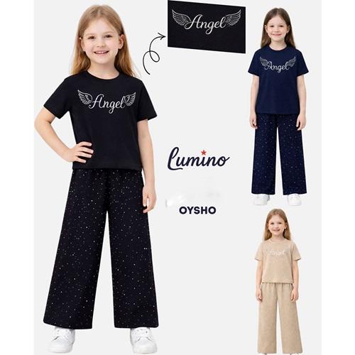 Lumino 30467 Kız Çocuk Oysho Angel Taş Baskılı Takım 9-13 Yaş