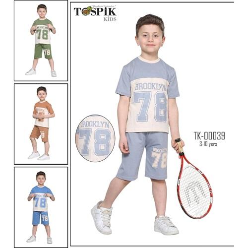 Tospik Tk-00039 Erkek Çocuk Brooklyn 78 Baskılı Şortlu Takım Takım 3-10 Yaş