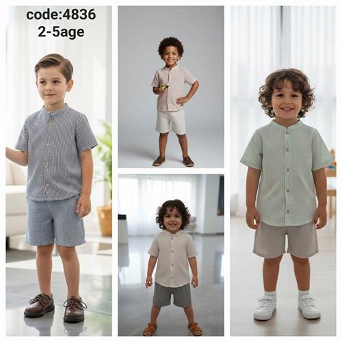 Lupita 4836 Erkek Çocuk Çizgili Şortlu Takım 2-5 Yaş