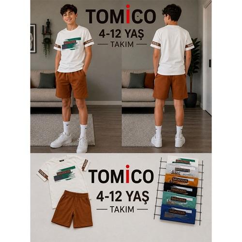 Tomıca 8058 Erkek Çocuk Penye Sagacıous Baskılı Şortlu Takım 4-12 Yaş
