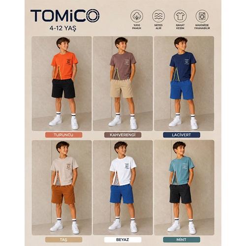 Tomıca 8007 Erkek Çocuk Penye Cepli Fermuarlı Şortlu Takım 4-12 Yaş