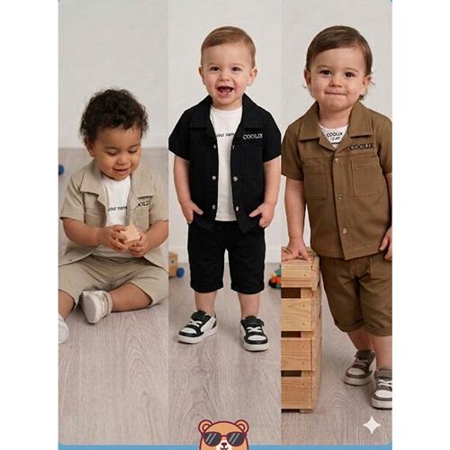 Coolix 551 Erkek Bebe Cooli Nakışlı 3 lü Takım 9-24 Ay