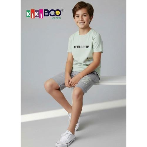 Kikiboo Kids 16071 Erkek Çocuk Penye Never Gıve Up Baskılı Şortlu Takım 3-6 Yaş