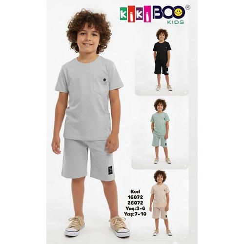 Kikiboo Kids 16072 Erkek Çocuk Penye Cepli Düğmeli Şortlu Takım 3-6 Yaş
