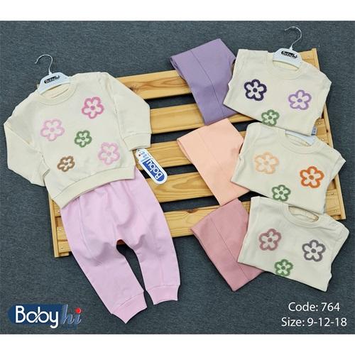 Baby Hi 764 Kız Bebe Süzene Çiçekler Nakışlı 2 Li Takım 9-18 Ay