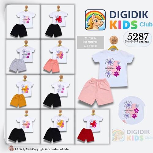 Dıgıdık Kids 5287 Kız Çocuk Penye On The Roads Baskılı Şortlu Takım 3-7 Yaş